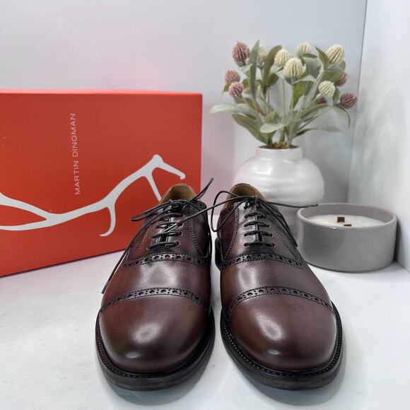 Martin Dingman Cambridge Cap Toe Dress Shoes Chocolate 300191M Men\'s 9 Tried On main image 9